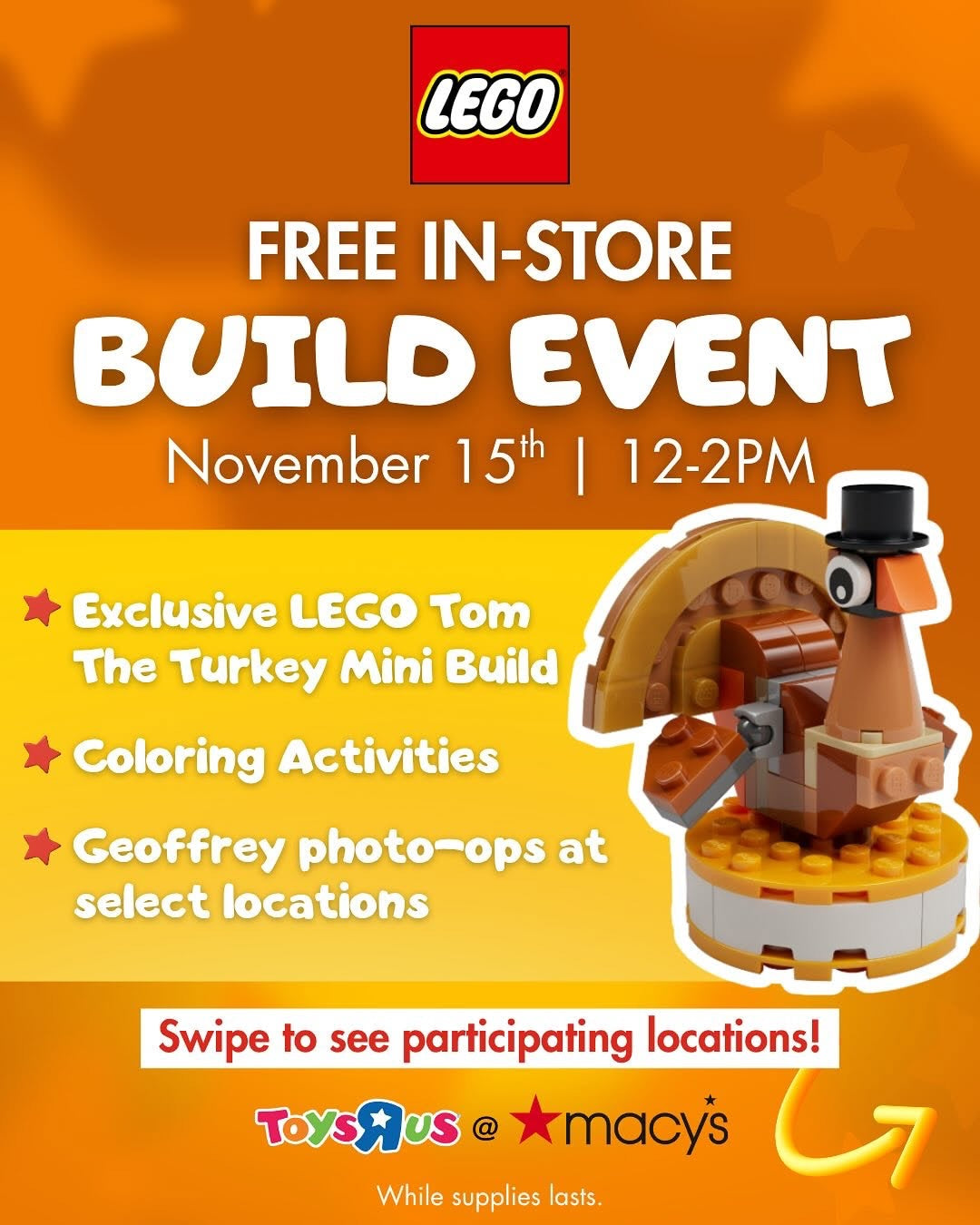FREE Lego Build Event at ToysRUs