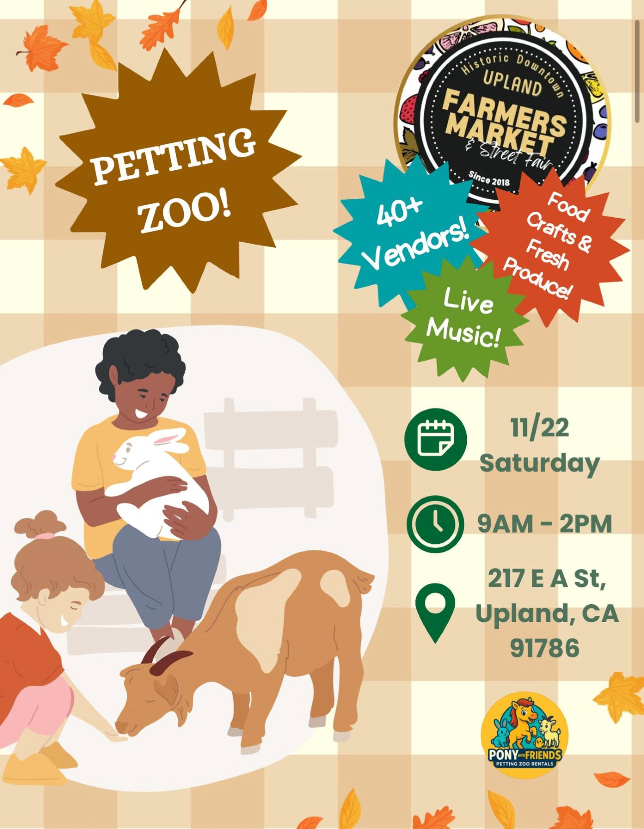 Petting Zoo at the Upland Farmers Market