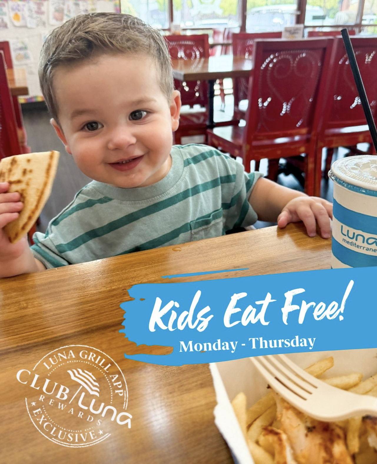 Free Kids Meal Mon-Thurs at Luna Grill with App