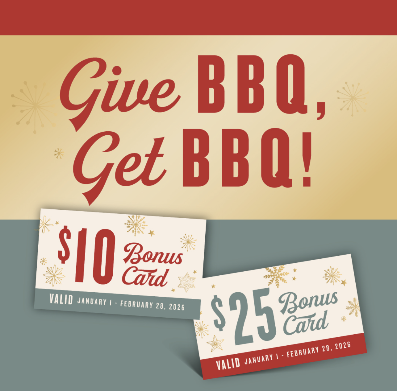 Get a Bonus with Any $50 or $100 Gift Card Purchase at Lucille's Bar-B-Que