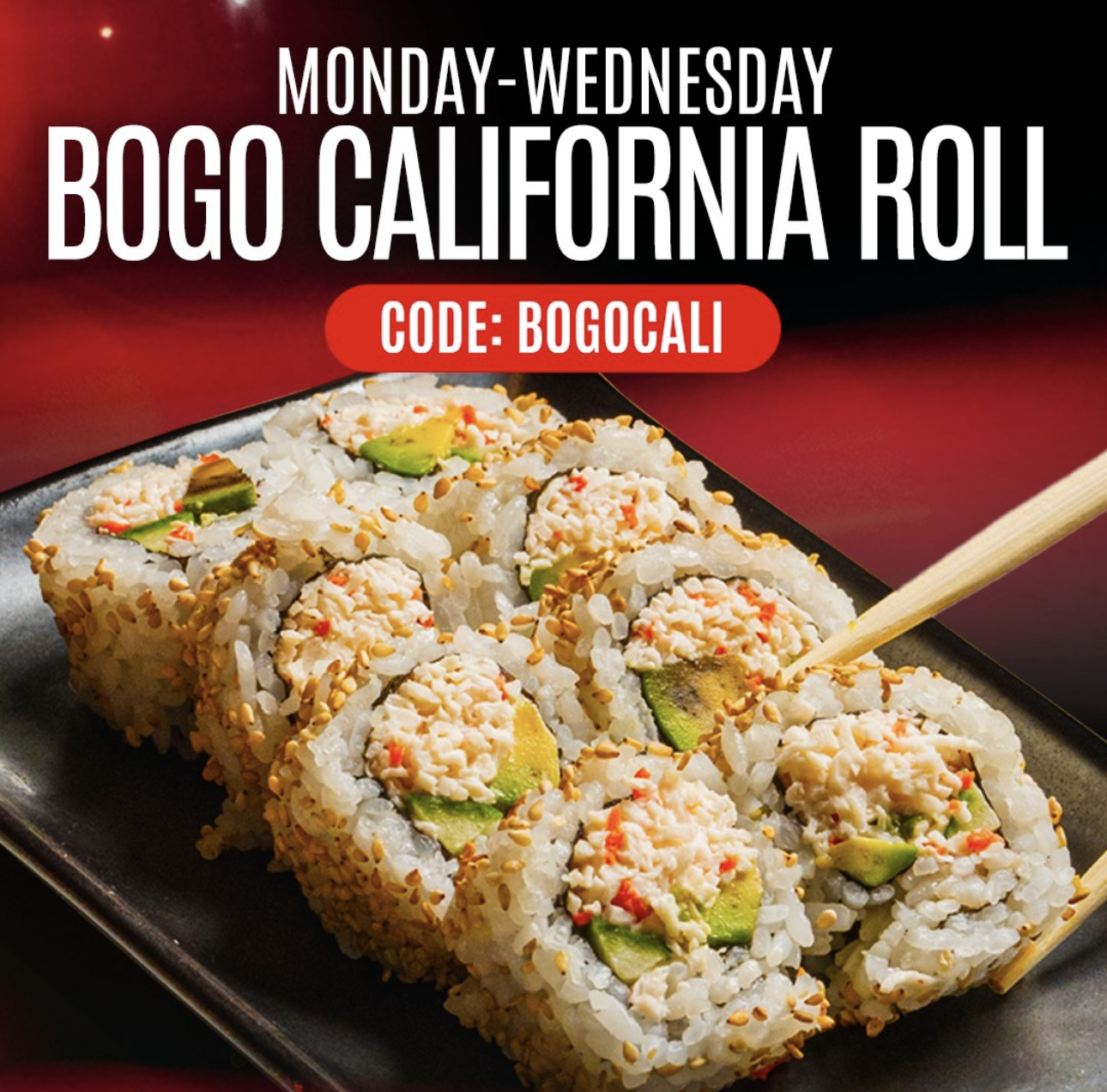Mon-Wed BOGO California Rolls at at RA Sushi