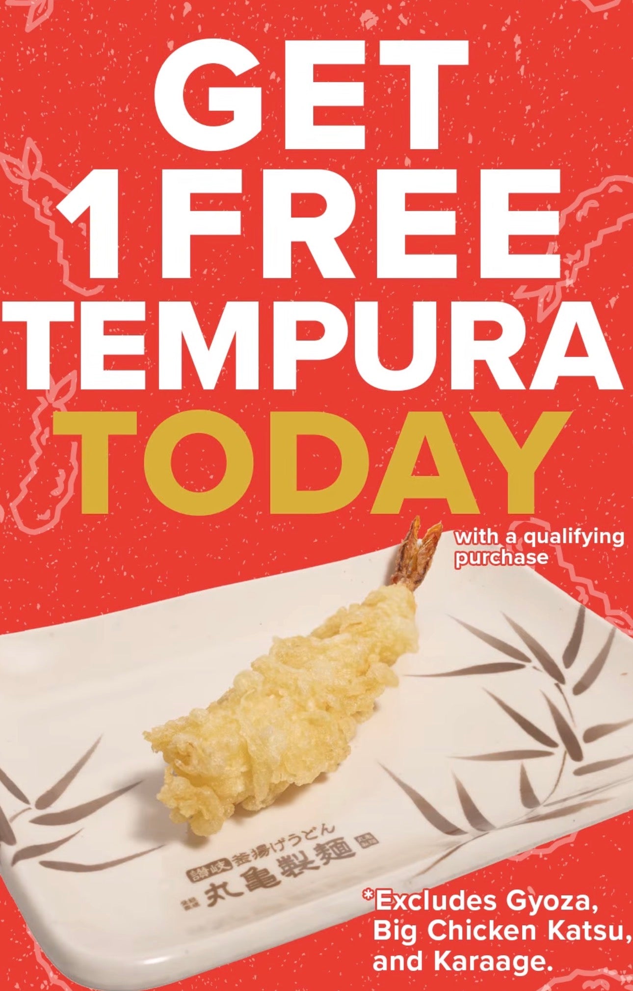 Eat for Under $10 + Get a Free at Tempura Piece When you Sign Up for Rewards at Marugame Udon