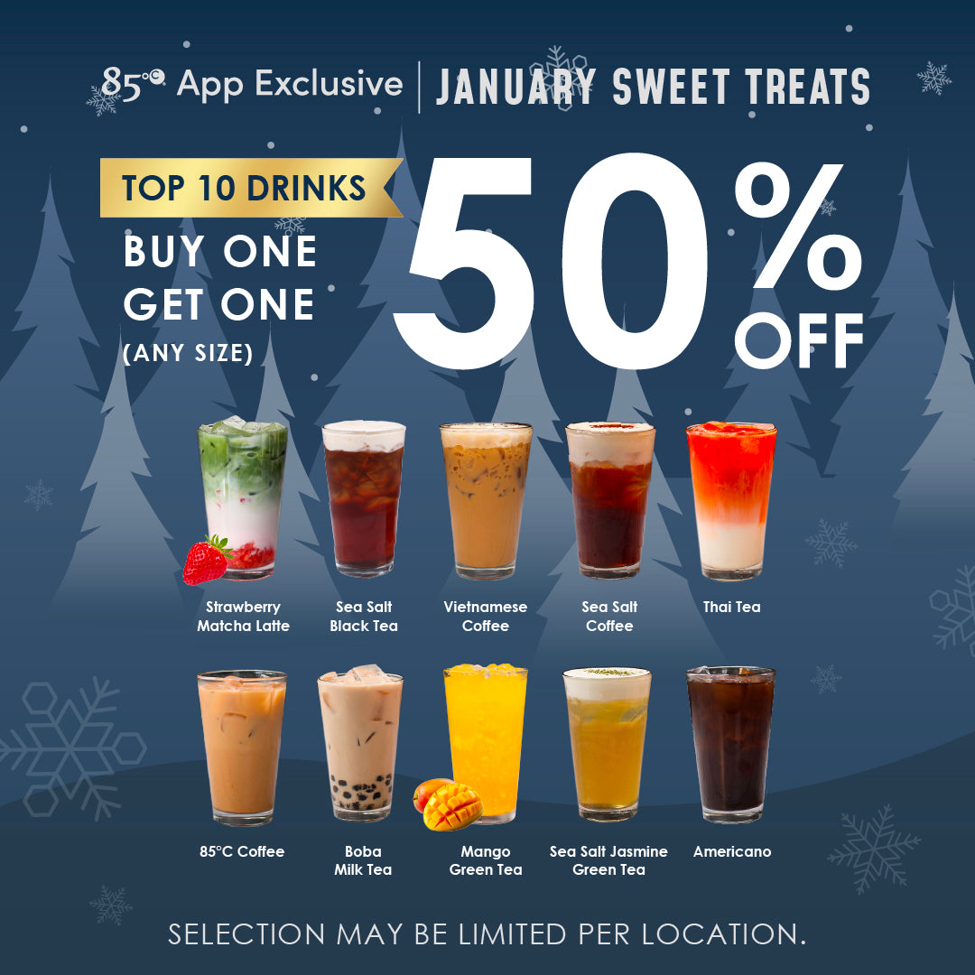 Buy 1, Get One 50% Off Bestsellers at 85°C Bakery Cafe