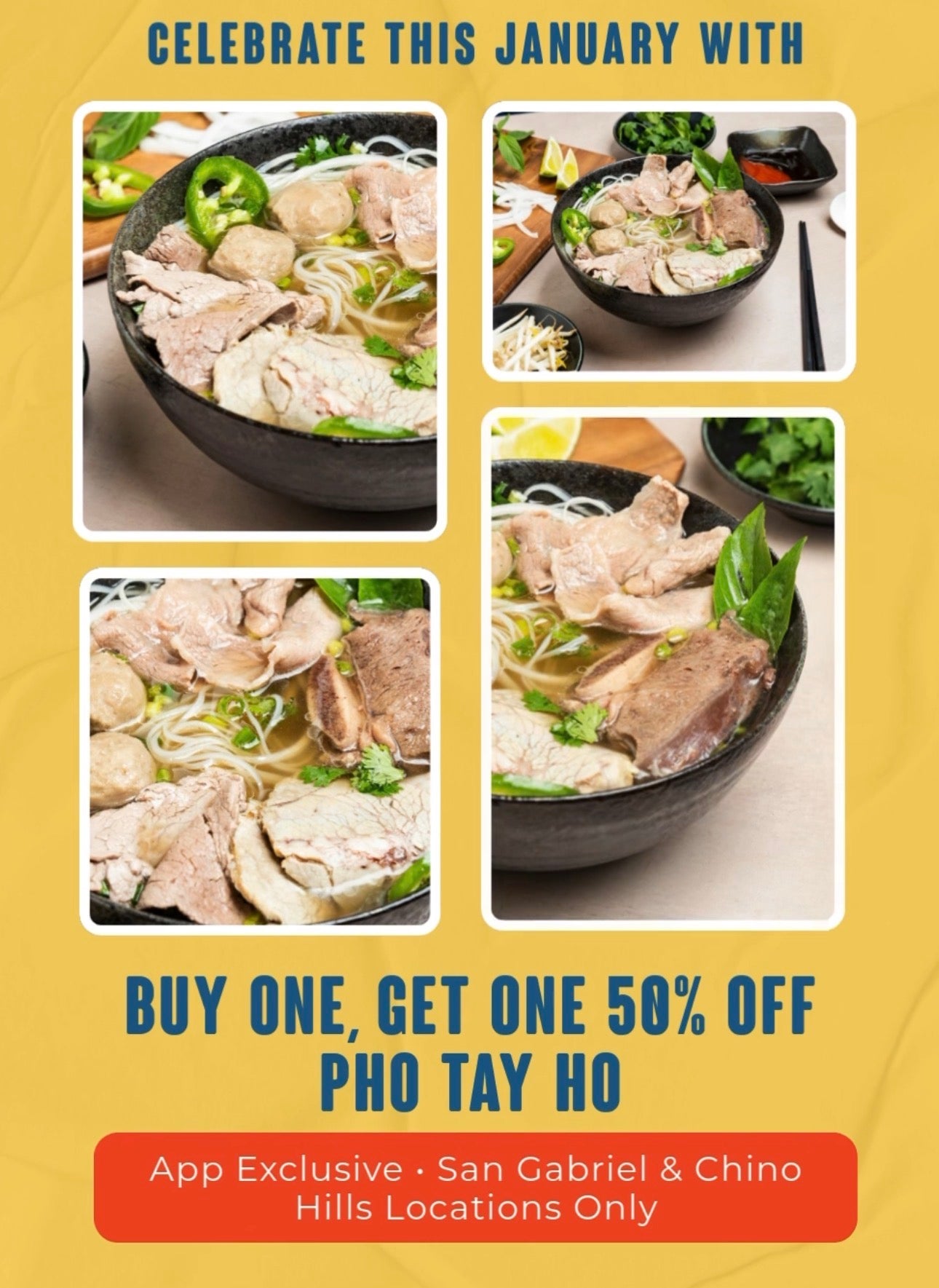 Buy One, Get One 50% OFF Pho at Tay Ho