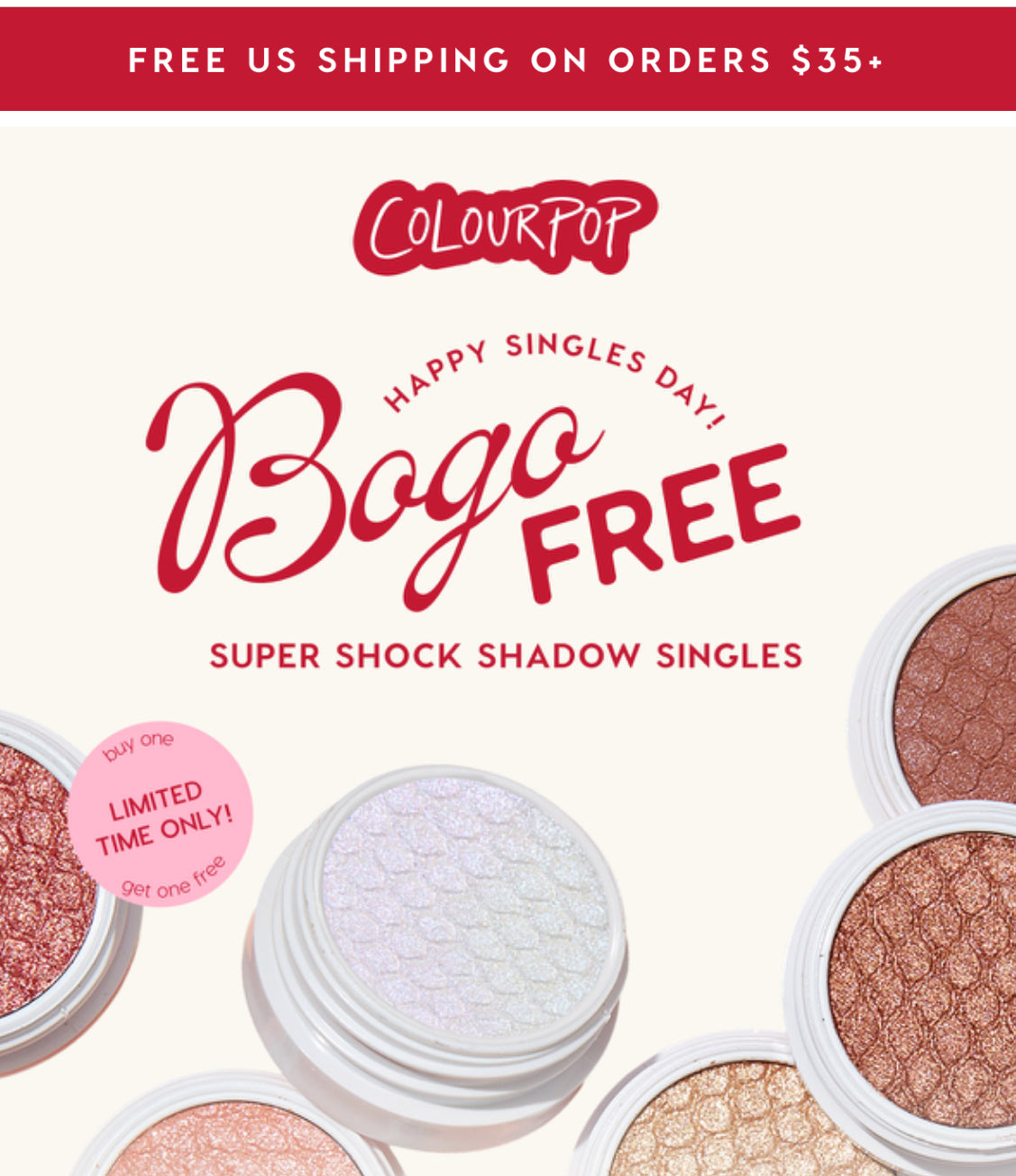 BOGO Free Lip & Eye Singles at Colourpop