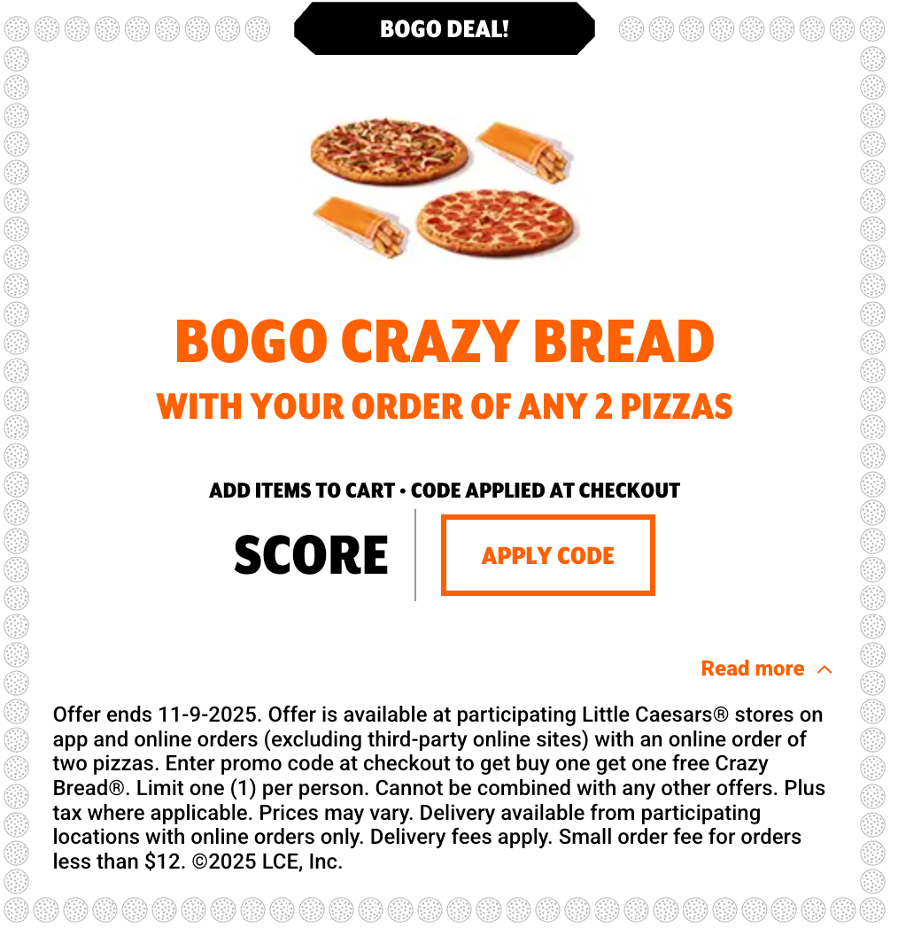 15% off $15 at Little Caesars