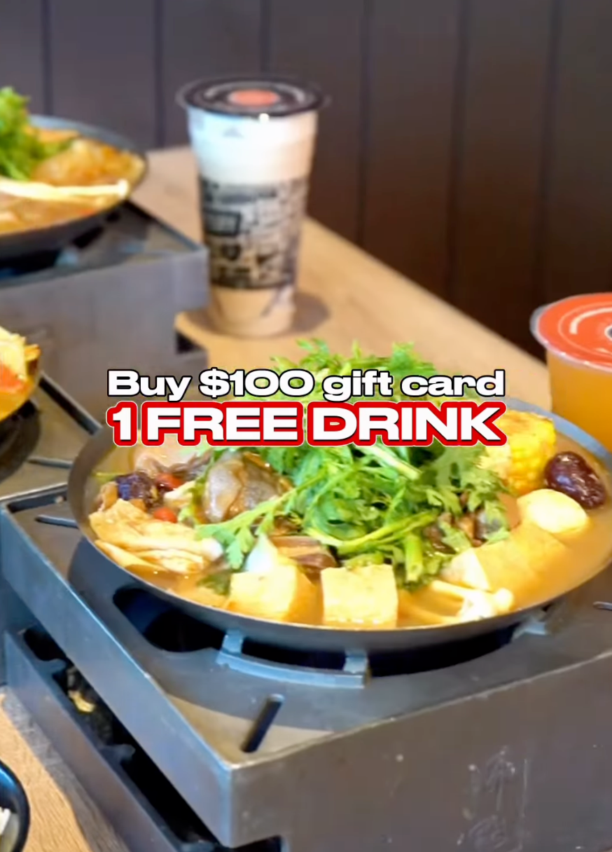 Free Drink w/ $100 Gift Card at Boiling Point