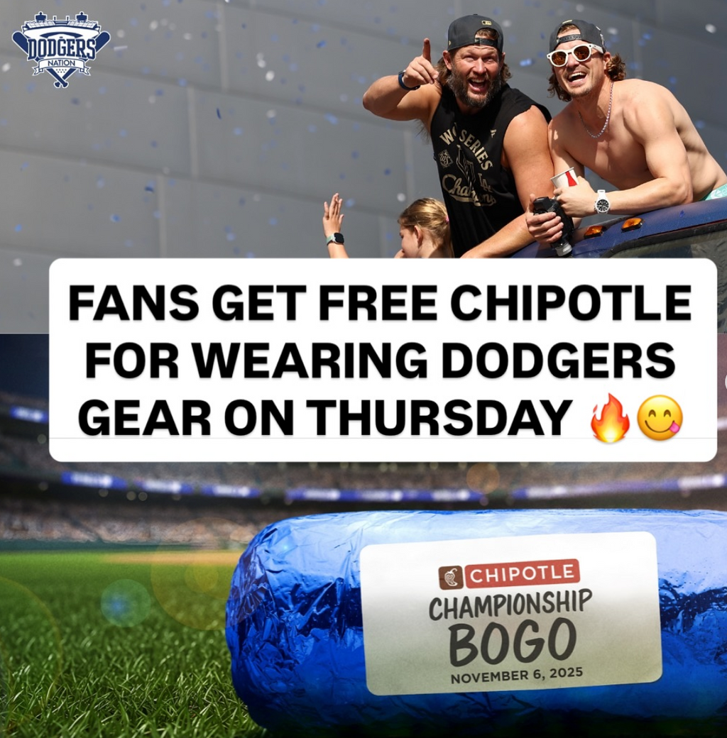 ENDED - Dodger Fans Get BOGO Chipotle for Wearing Blue 11/6