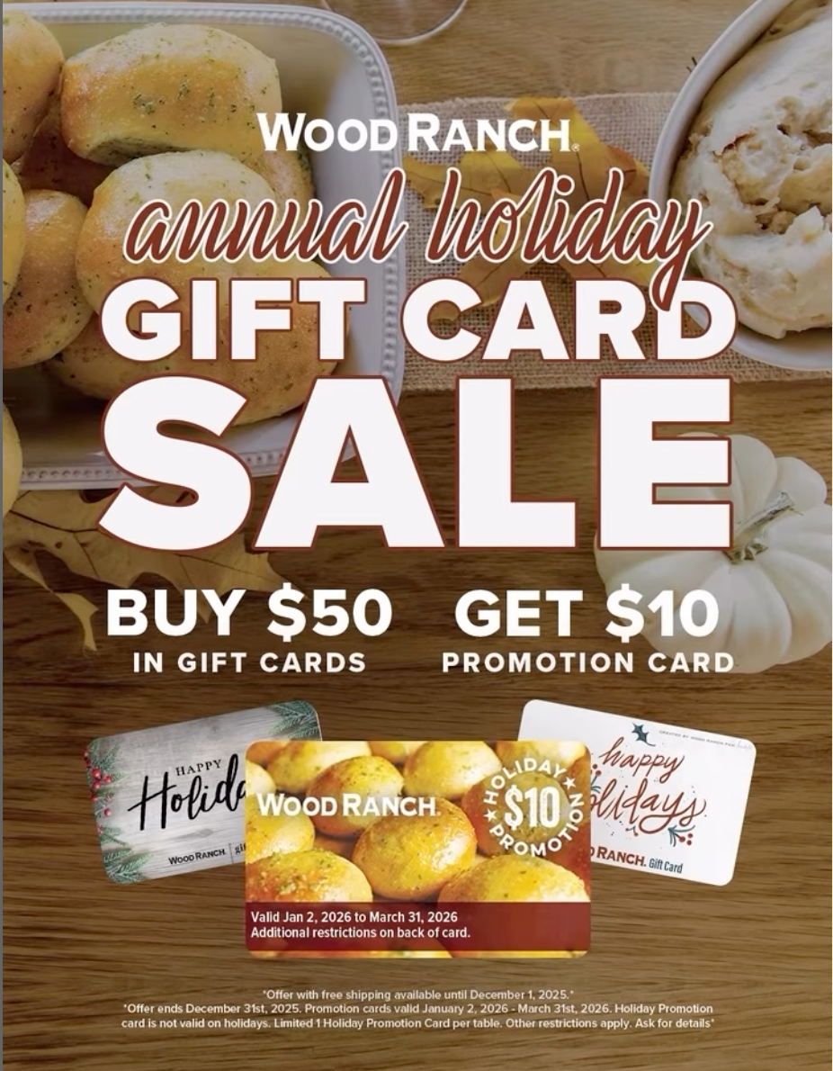 Wood Ranch Gift Cards Are Buy $50, Get $10