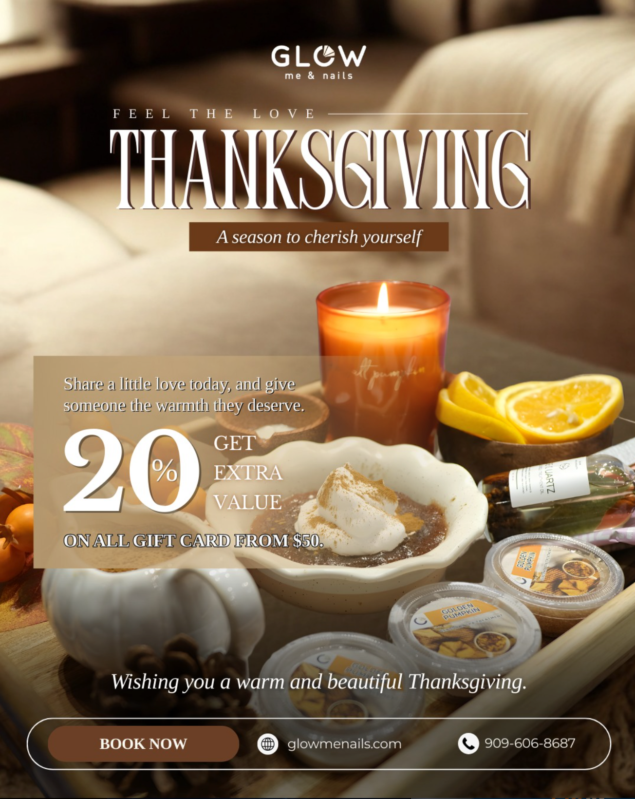 20% Extra Value on $50 Gift Cards at Glow Me & Nails