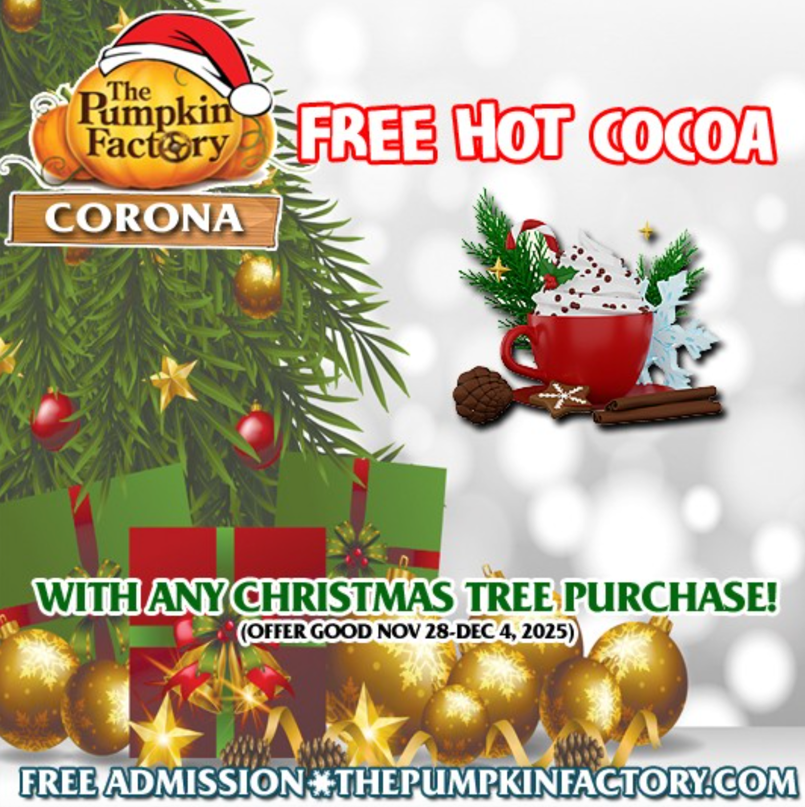 Free Hot Cocoa with Any Tree Purchase at Frosty's Village