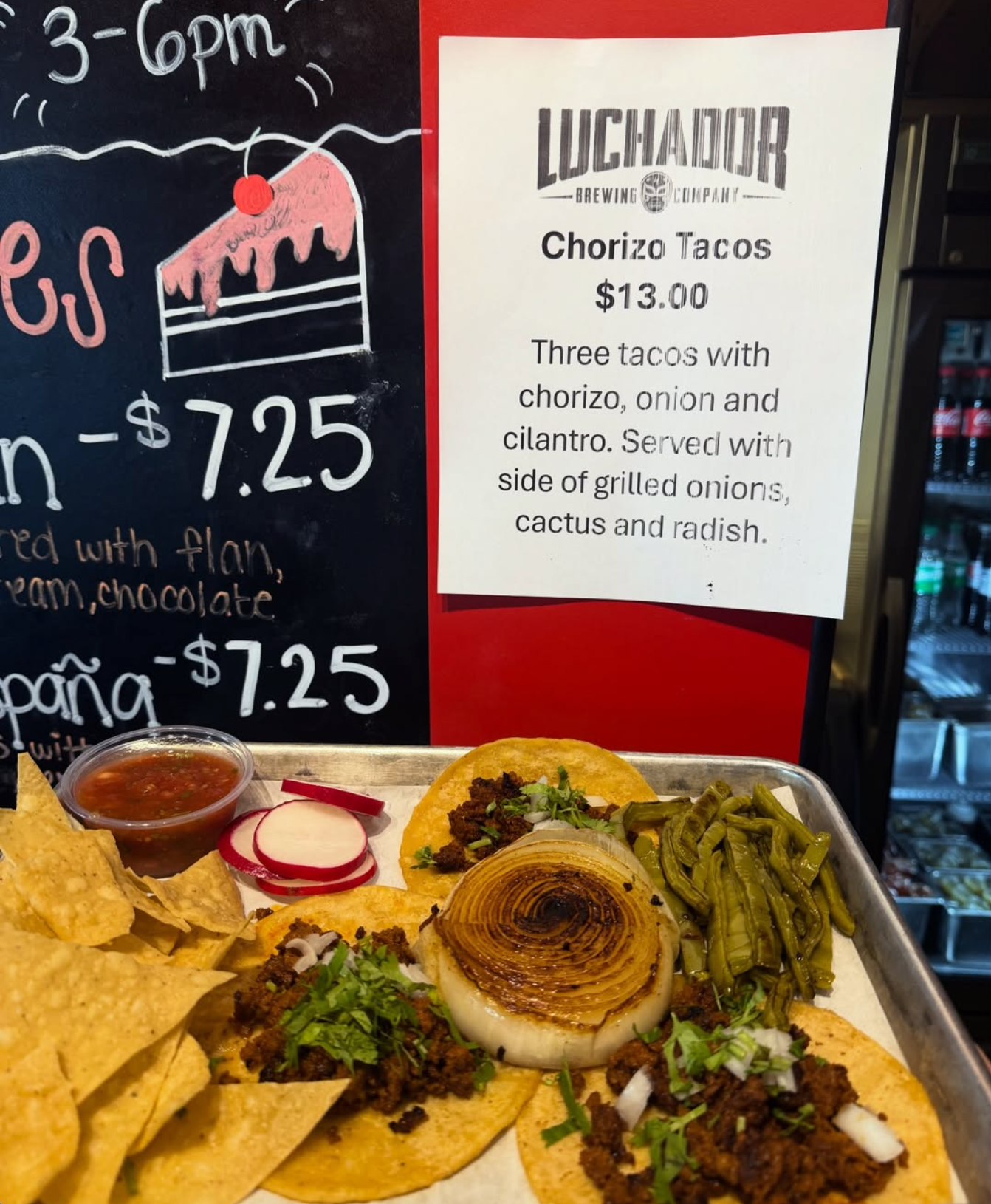 $13 for 3 Chorizo Tacos at Luchador Brewing Company