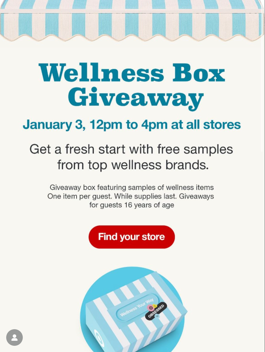 Target Free Wellness Sample Box Giveaway on Jan 3rd