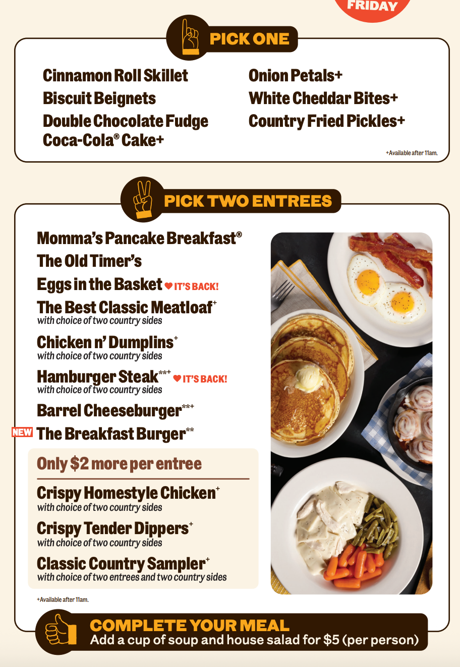 $19.99 Meal for 2 at Cracker Barrel