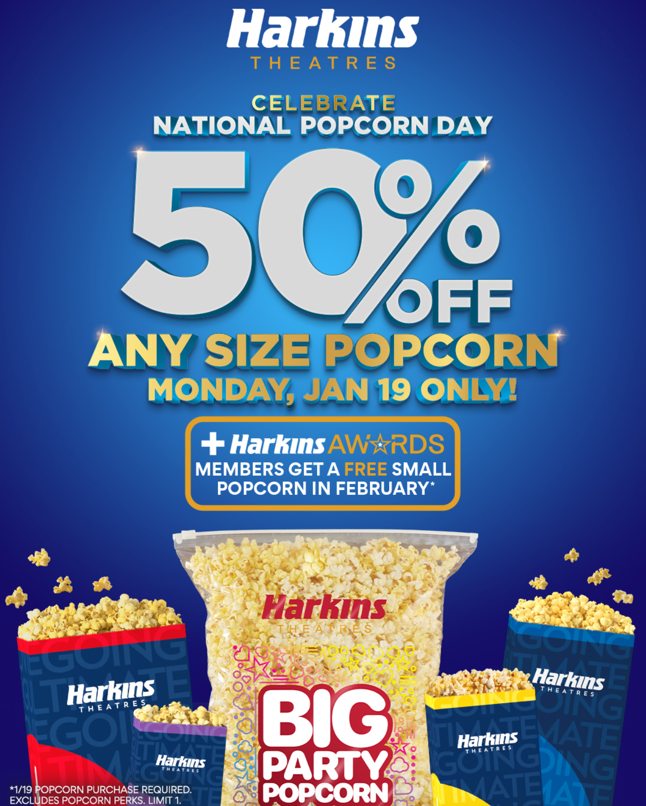Celebrate National Popcorn Day with HALF OFF Popcorn at Harkins! 🍿🎉