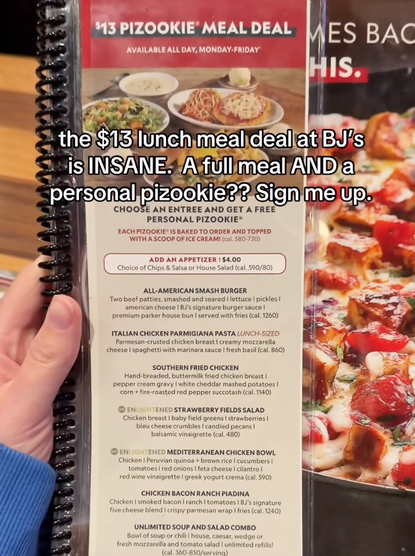 BJ's $13 Lunch with Pizookie Meal Deals Monday-Friday