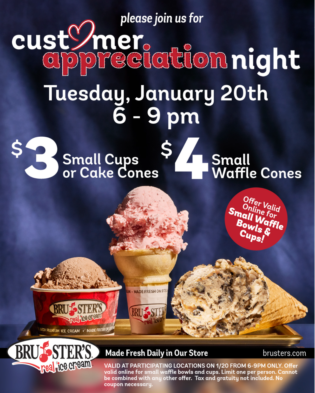 Customer Appreciate Night 1/20 at Bruster's