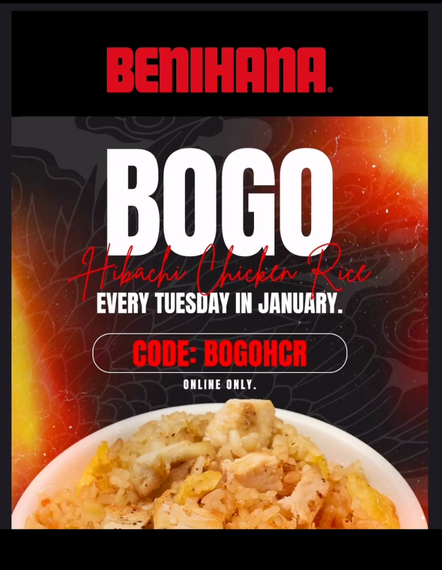 BOGO Chicken Fried Rice at Benihana Tuesdays in January