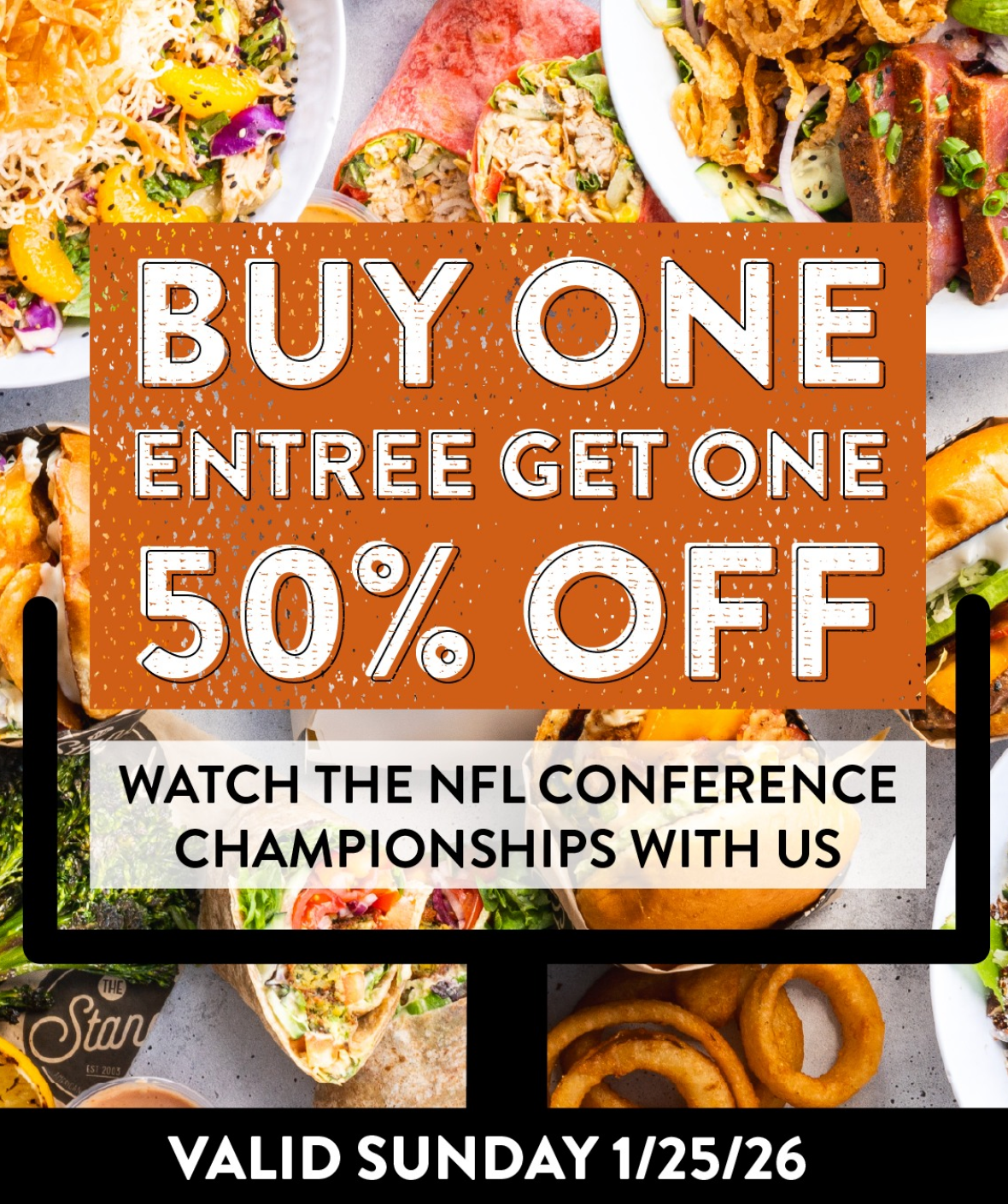 Buy 1 Entree, Get 1 50% Off at The Stand