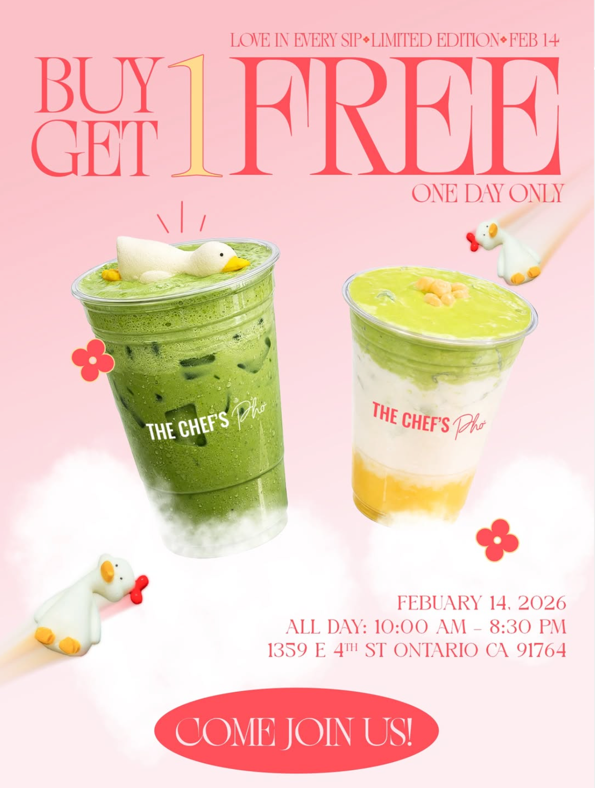 BOGO Free Matcha at The Chef's Pho