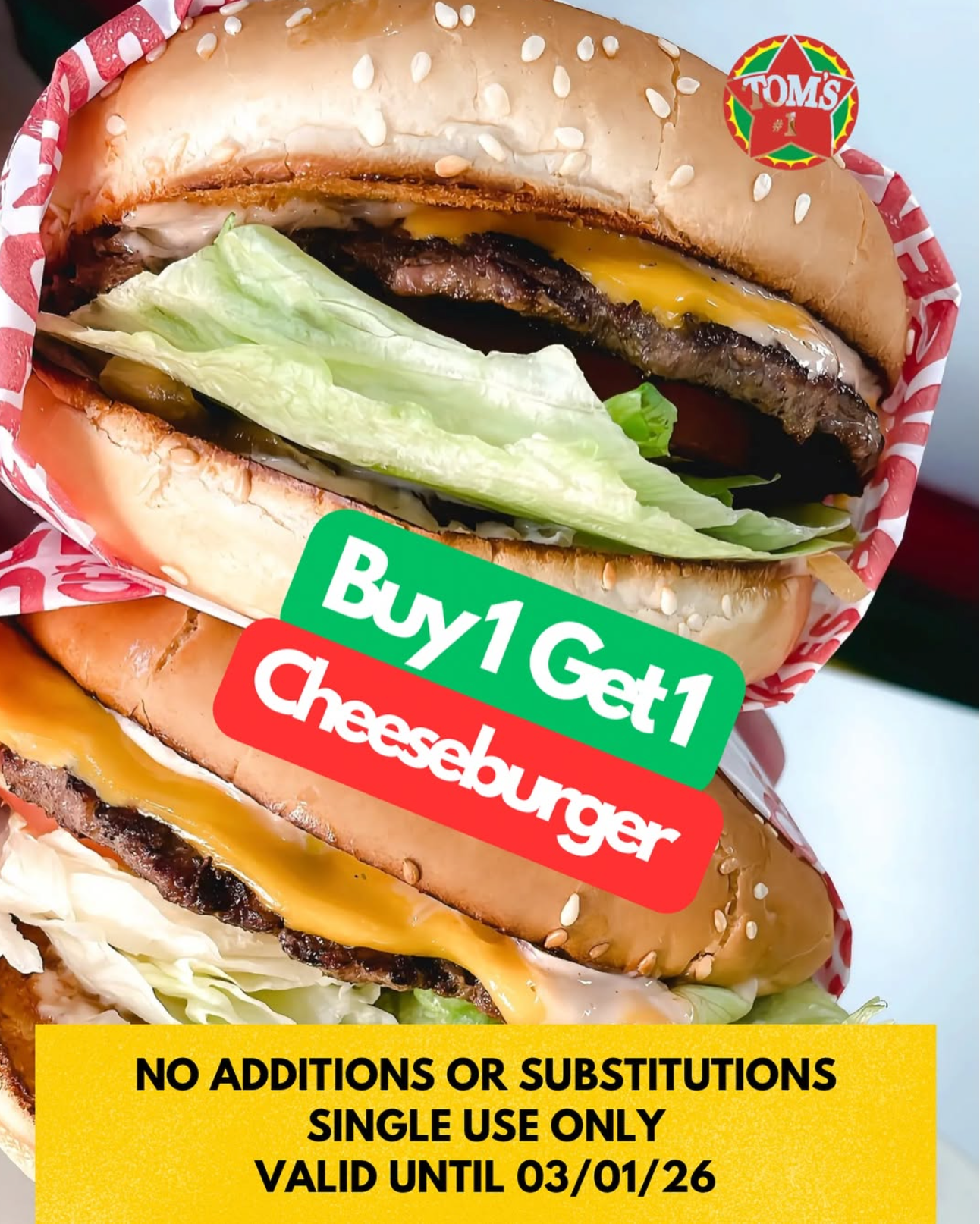 $18 Love Combo for 2 at Tom's #1 World Famous Chili Burgers