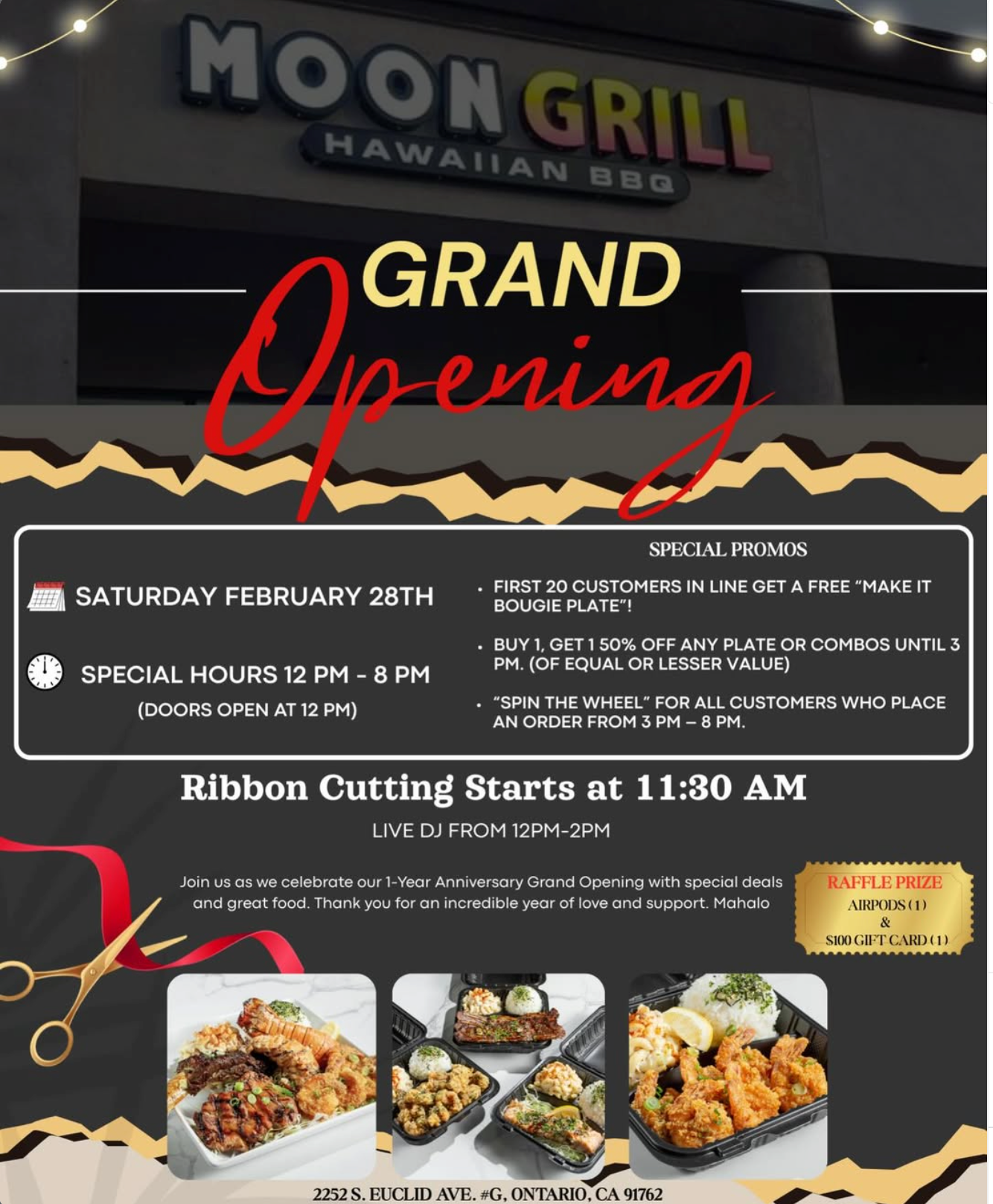 Moon Grill BBQ 1-Year Anniversary Celebration, Giveaways & Discounts 2/28