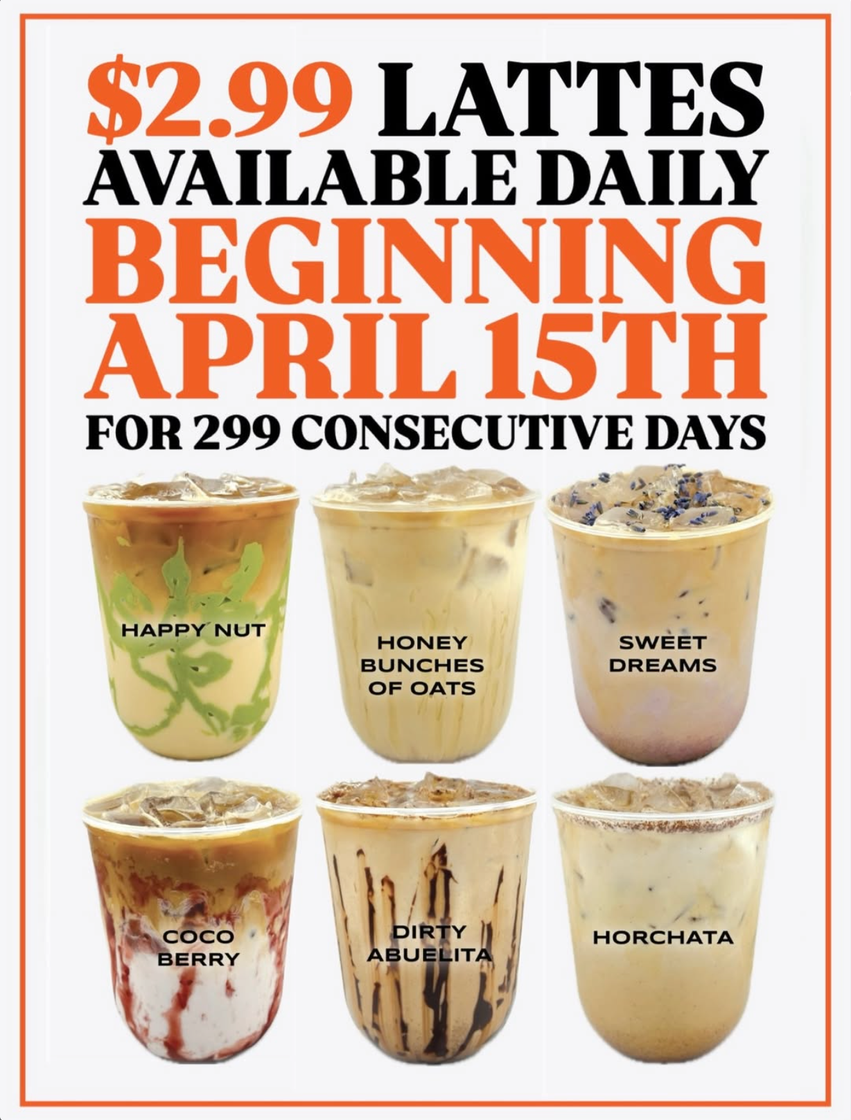$2.99 Lattes at Nosy Neighbors Starts 4/15