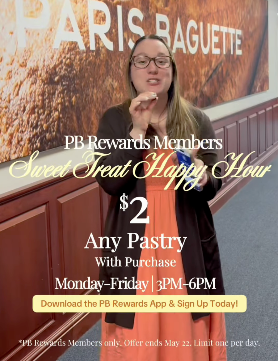 Happy Hour $2 Pastry with Any Purchase at Paris Baguette