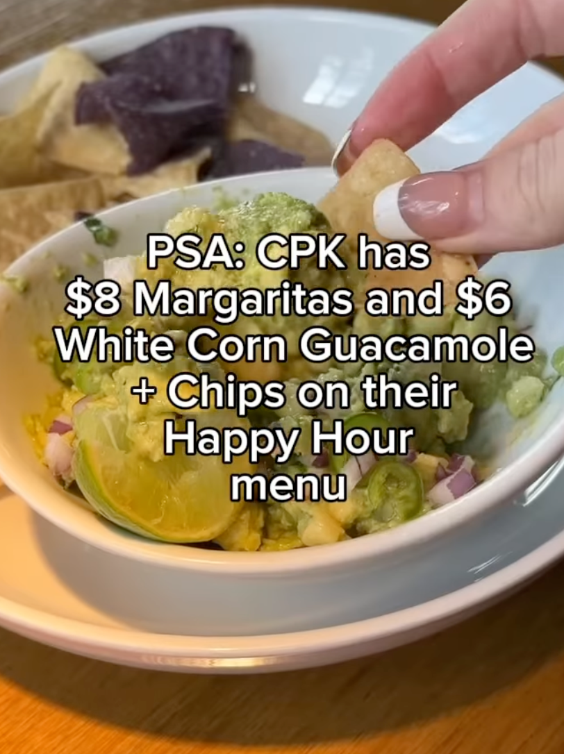 $8 Margaritas and $6 Chips & Guac Happy Hour at CPK