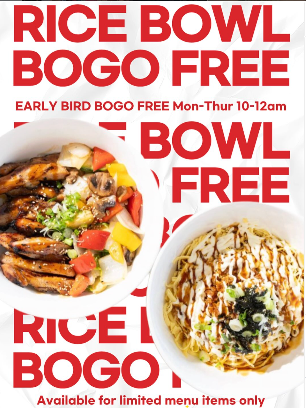 BOGO Rice Bowls at Jaws Topokki Mon-Thurs 10 AM - 12 PM