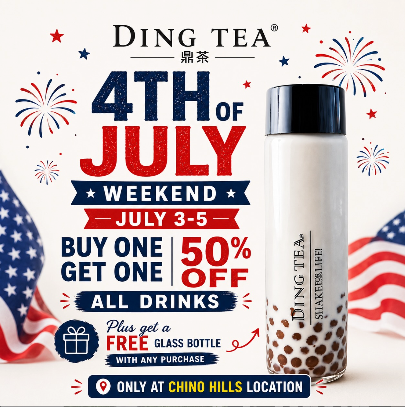 BOGO 50% Off at Ding Tea CH This Weekend & a Free Glass Bottle with Purchase