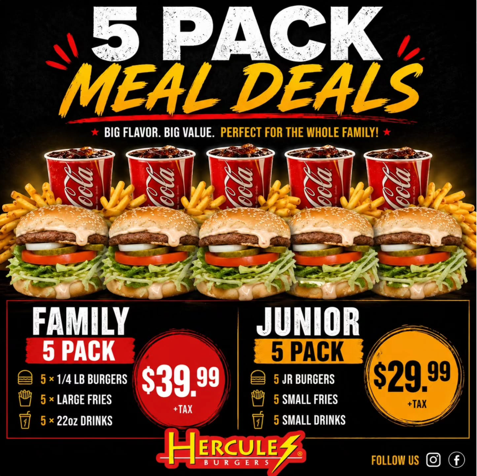 5 Pack Meal Deals at Hercules Burgers