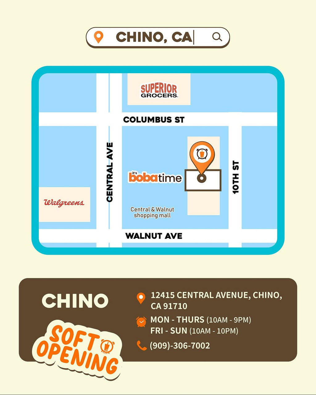 It's Boba Time Chino Soft Opening Specials