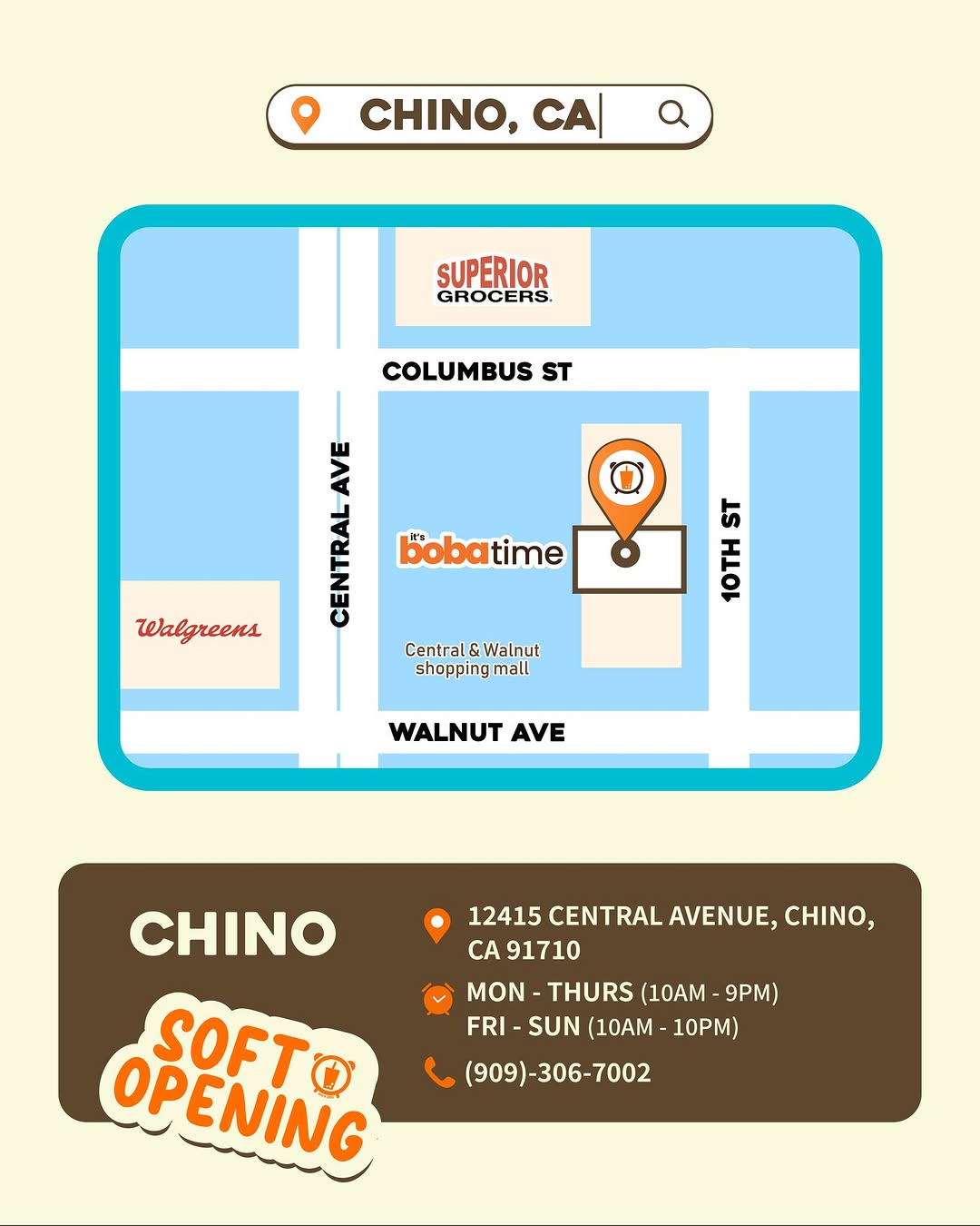 It's Boba Time Chino Soft Opening Specials