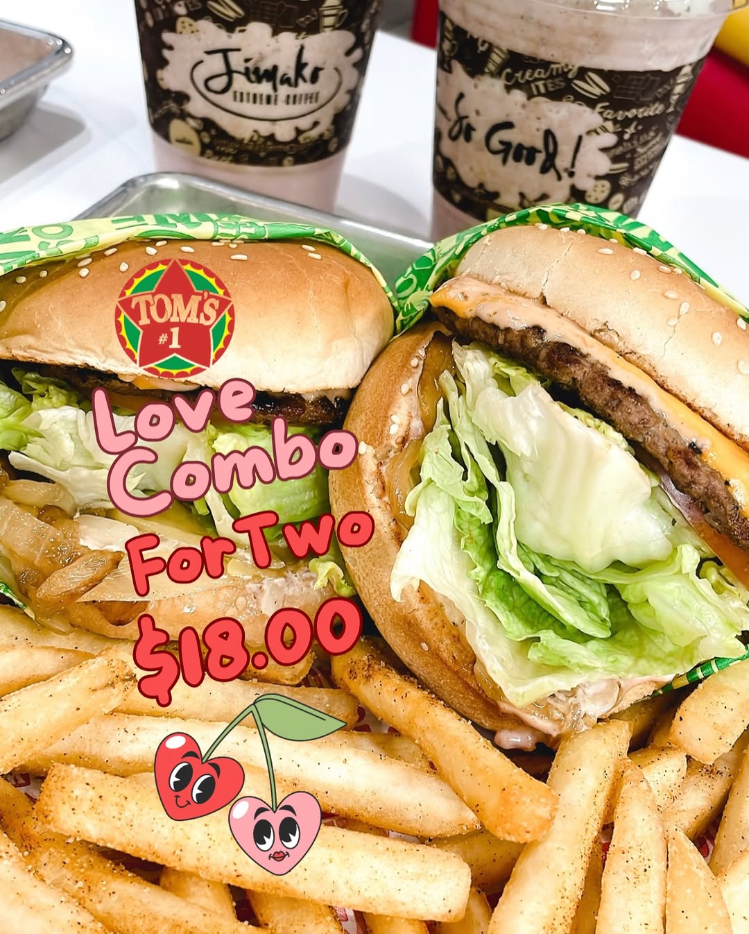 $18 Love Combo for 2 at Tom's #1 World Famous Chili Burgers