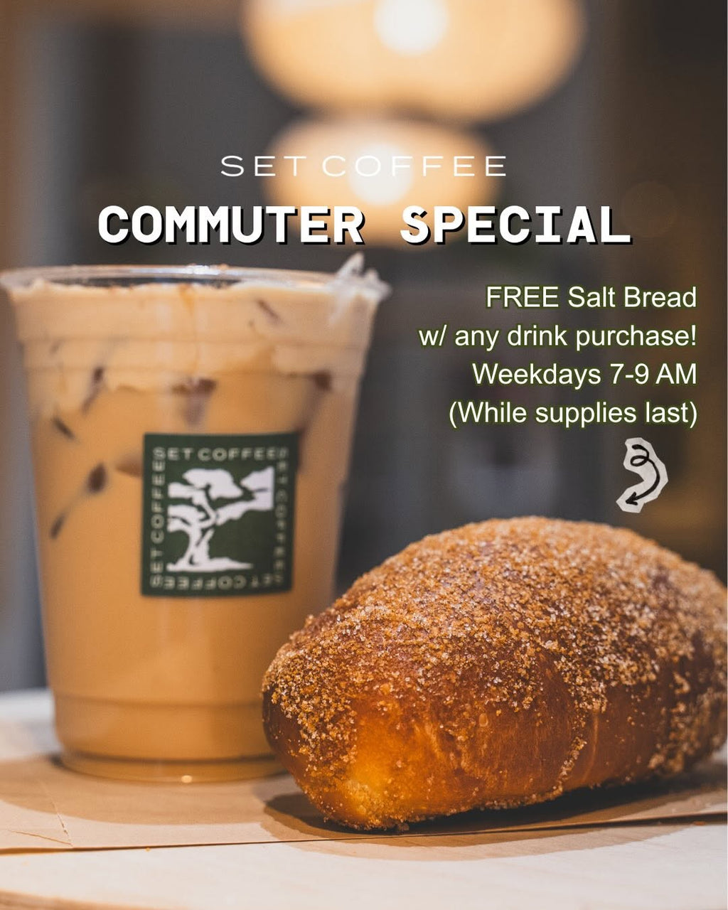 Free Salt Bread with a Drink at Set Coffee for a Limited-Time Only