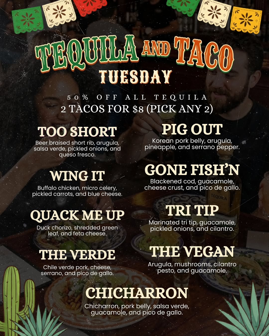 50% Off Tequila and 2 for $8 Tacos at The Pub at Chino Hills on 5/5