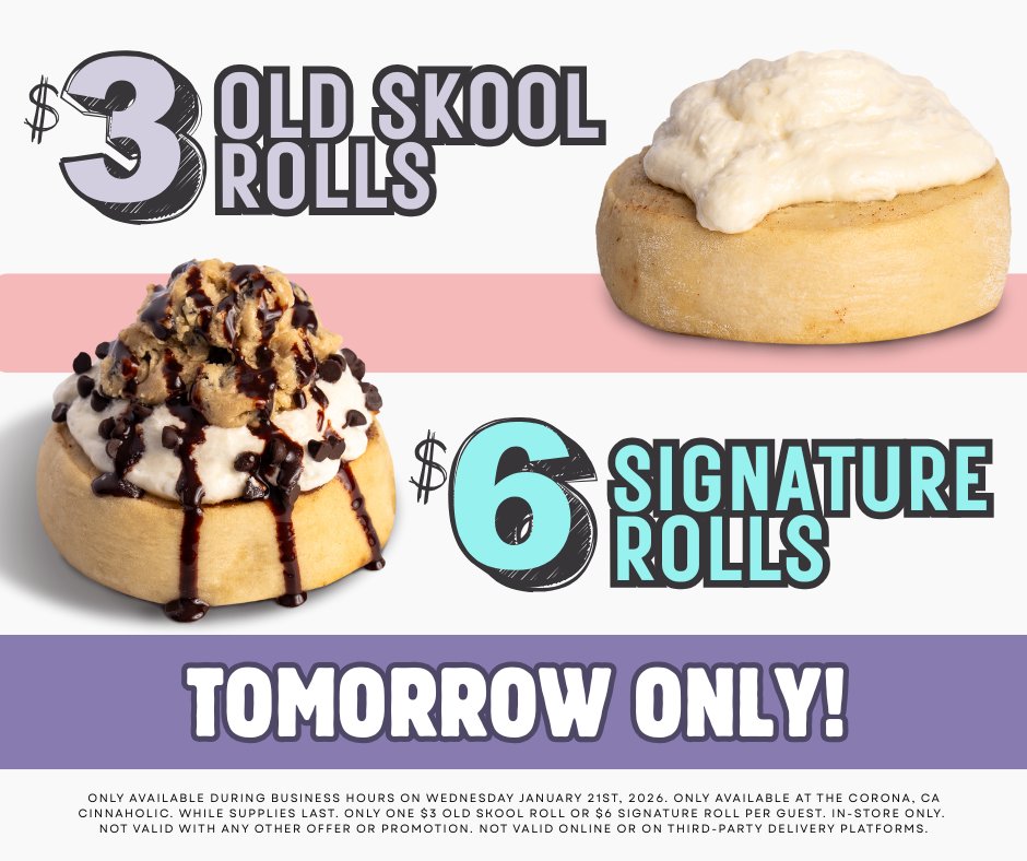 $3 and $6 Cinnamon Rolls at Cinnaholic
