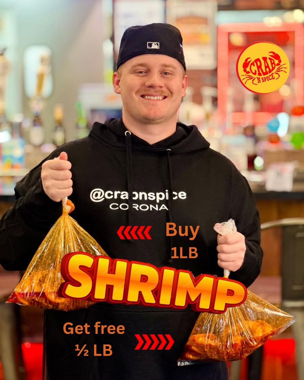 Free 1/2 lb Shrimp with 1 lb Order at Crab N Spice