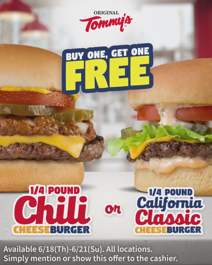 BOGO Cheeseburgers at Tommy's 6/18 - 6/21